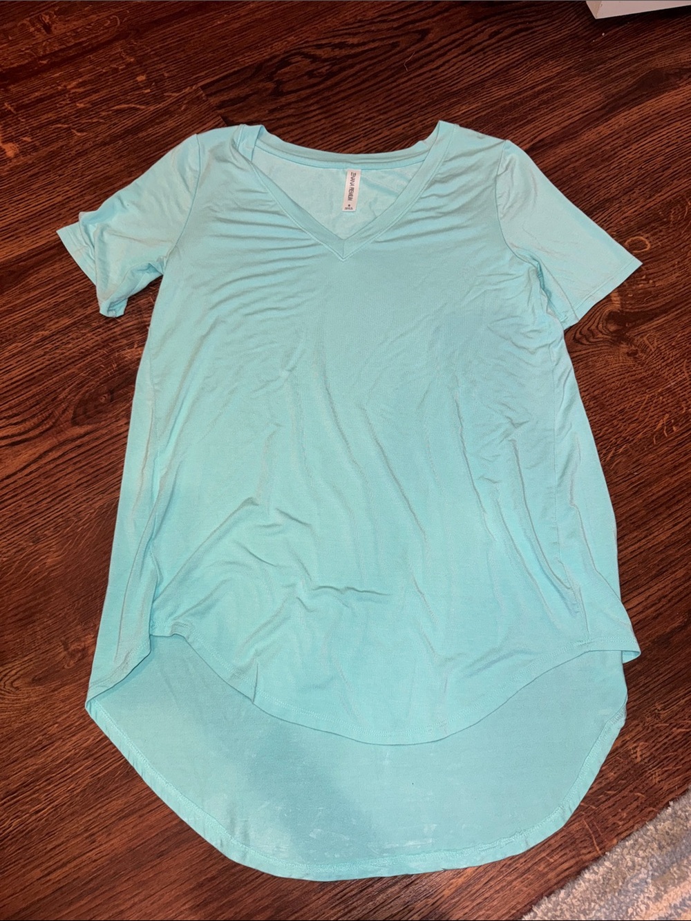 Zenana Outfitters V-Neck Short Sleeve Tunic - Aqua